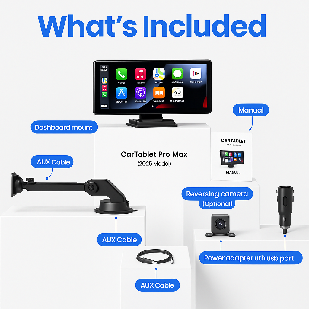 CarTablet Pro Max – 2025’s #1 CarPlay & Android Auto Screen with 4K Dashcam